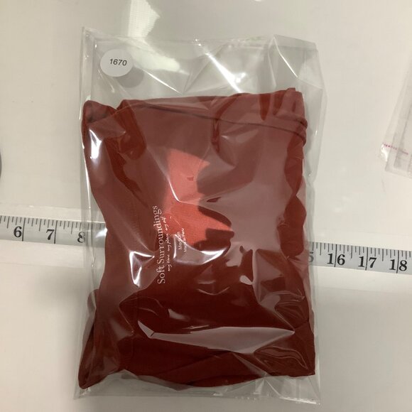 Soft Surroundings Rust Red Surplice Ruche Knit Top Women Medium Cotton Blend - Picture 8 of 8